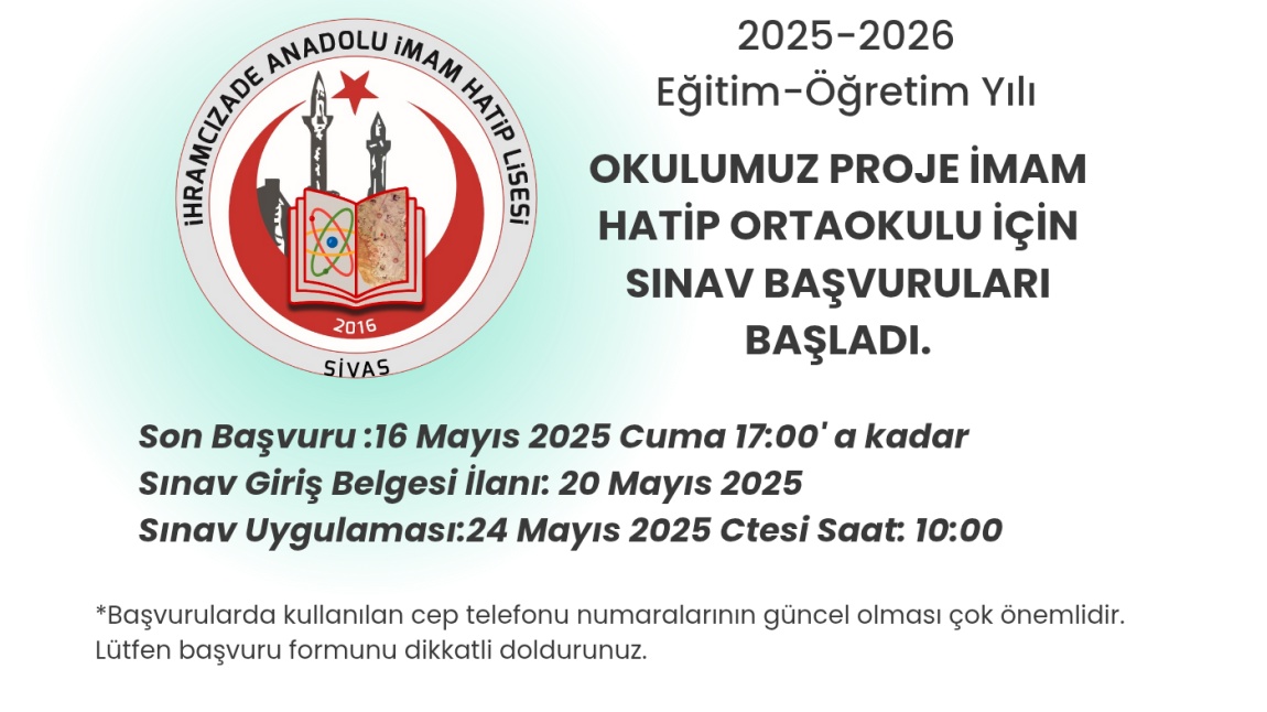 Okulumuz Proje İmam Hatip Ortaokulu Sınav Başvuruları Başladı.